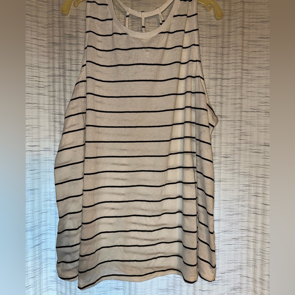 Striped tank top with back string detail